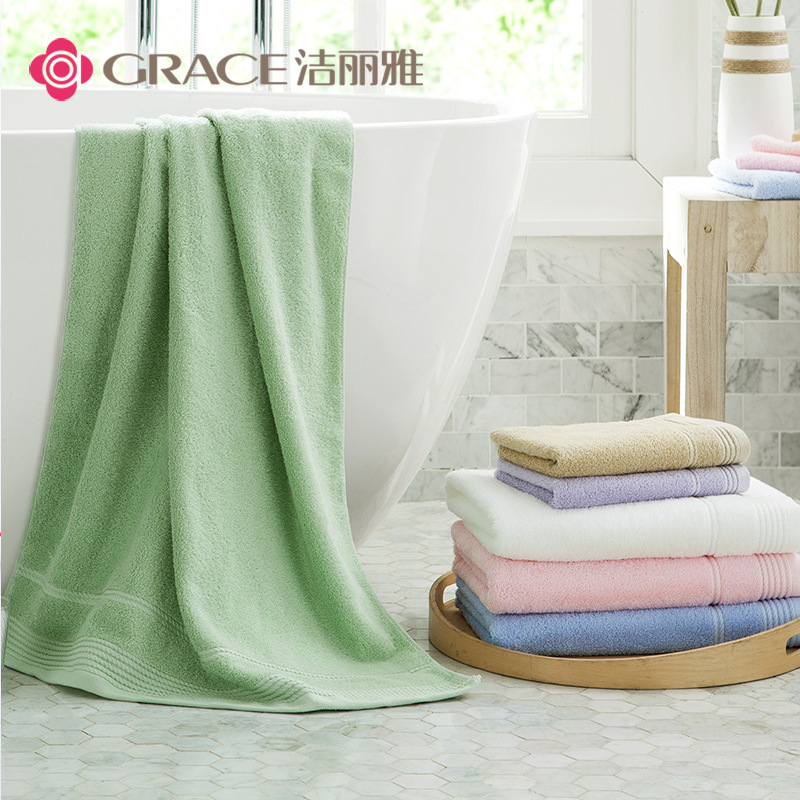Jieliya bath towel adult cotton plain satin bath towel pure cotton hotel bath skirt printed logo E2118
