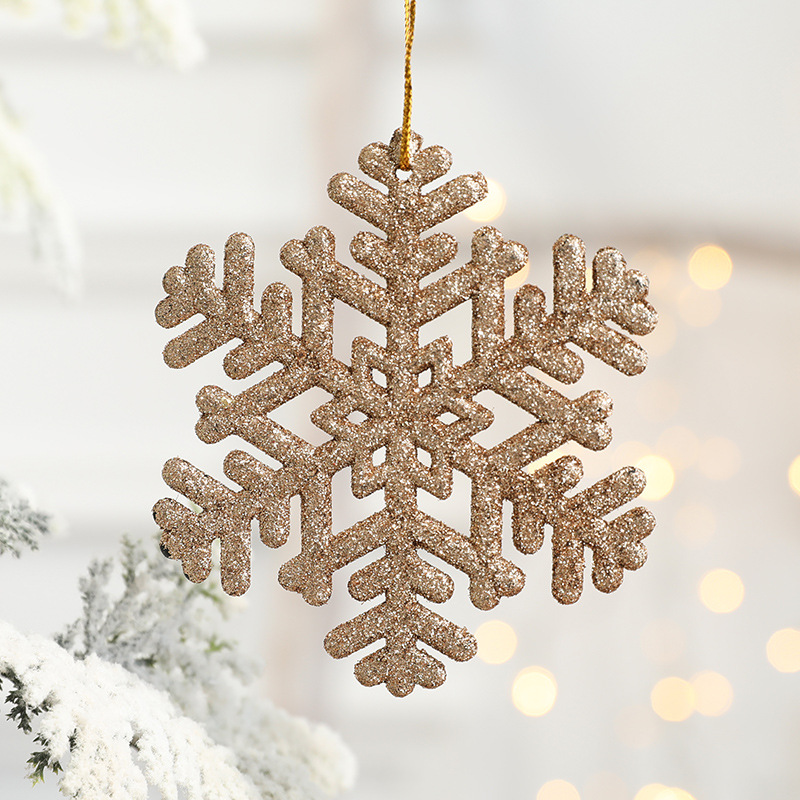 Hong Kong Heng colgante de la decoración de la Navidad Oro blanco polvo pegajoso plástico copo de nieve árbol de Navidad colgante accesorios de decoración