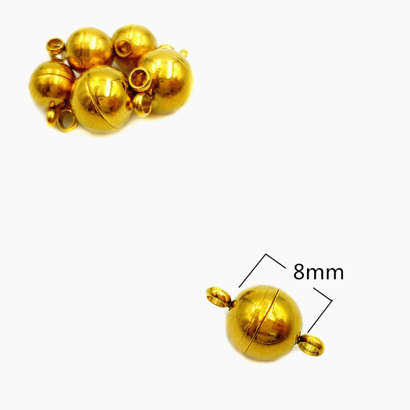 メーカー直販ステンレス円形磁石バックル真空掛電18k金バラ金円球形ジュエリー連結バックル