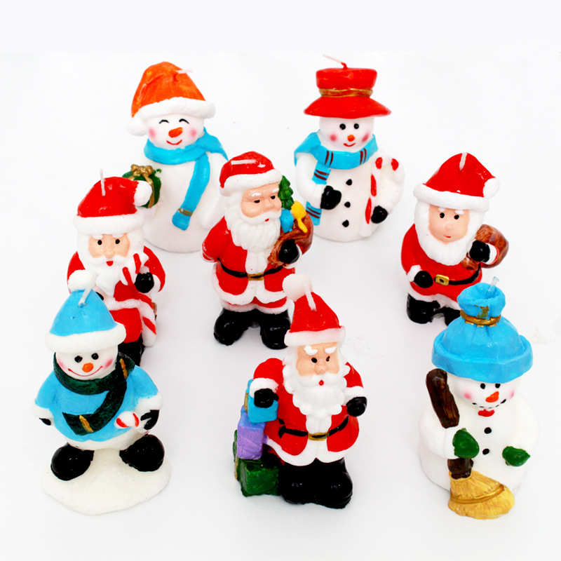 Navidad viejo muñeco de nieve vela artesanía pintada a mano Decoración de mesa decoración del hotel regalo lámpara de vela de parafina