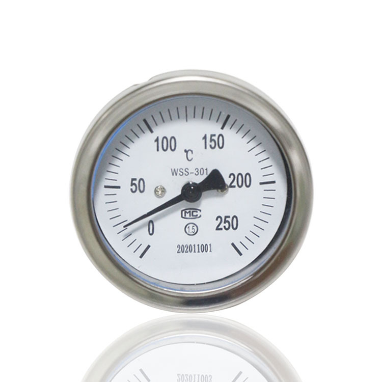 供应双金属温度计全钢温度表WSS-301 250°C 杆长70MM 粗6MM 轴向