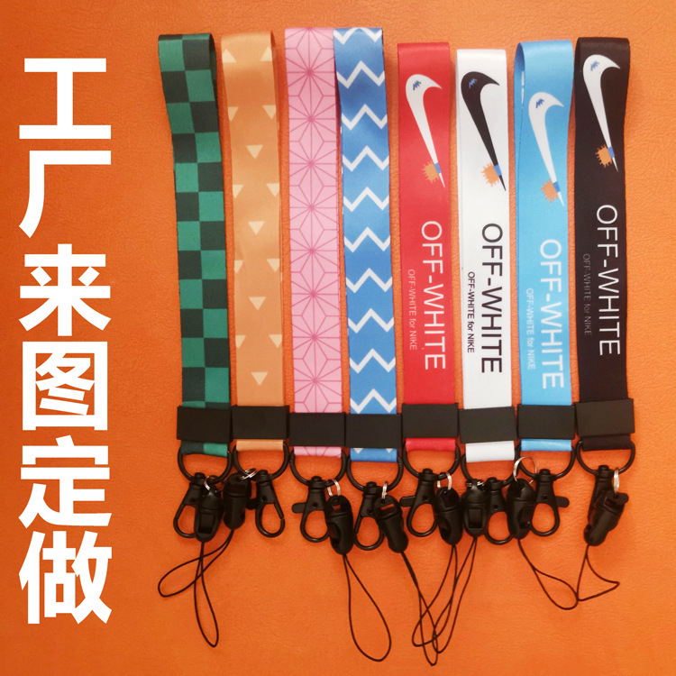 Factory Custom-Made Wrist Short Mobile Phone Lanyard Cartoon Mobile Phone Rope Pendant Accessories Trendy Brand Heat Transfer Polyester Lanyard
