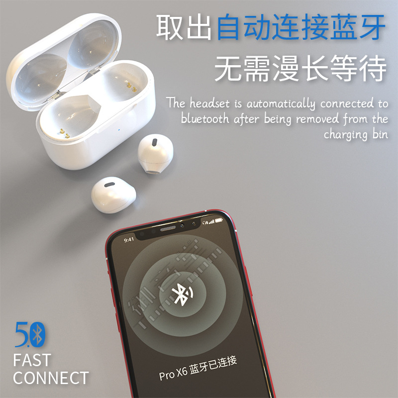 X6Pro patente modelo privado auricular Bluetooth inalámbrico binaural ultra-pequeño de cuatro generaciones en la oreja nueva llamada de apoyo para escuchar canciones