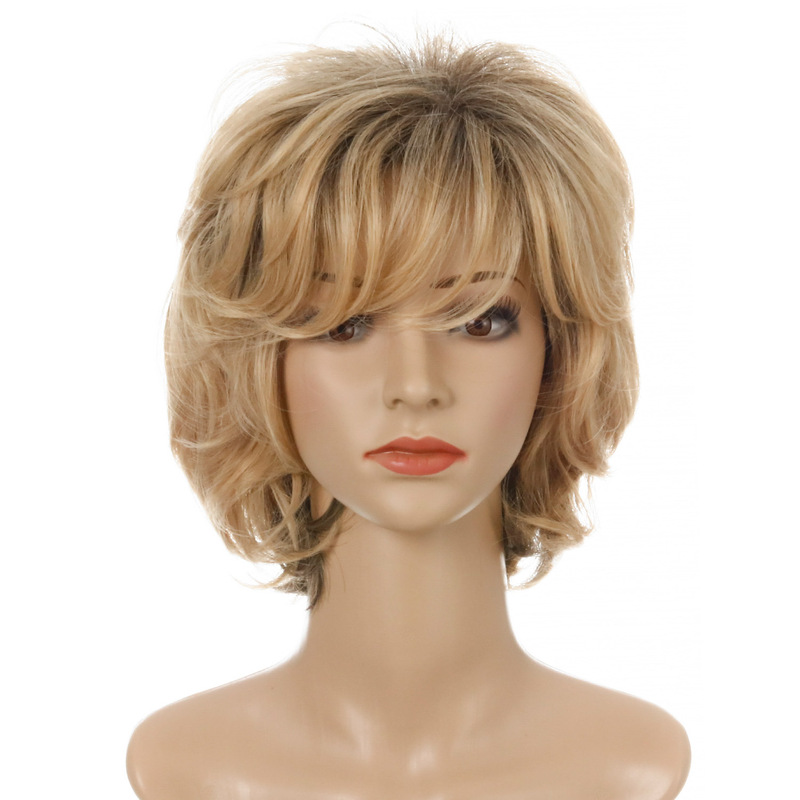 Cross-border European and American wigs Amazon hot fashion ladies short curly hair chemical fiber headgear foreign trade wigs spot