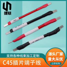 RV2.5平方红色线缆 紫铜C45-2.5片型端子线 SV2-4M插口连接线定制