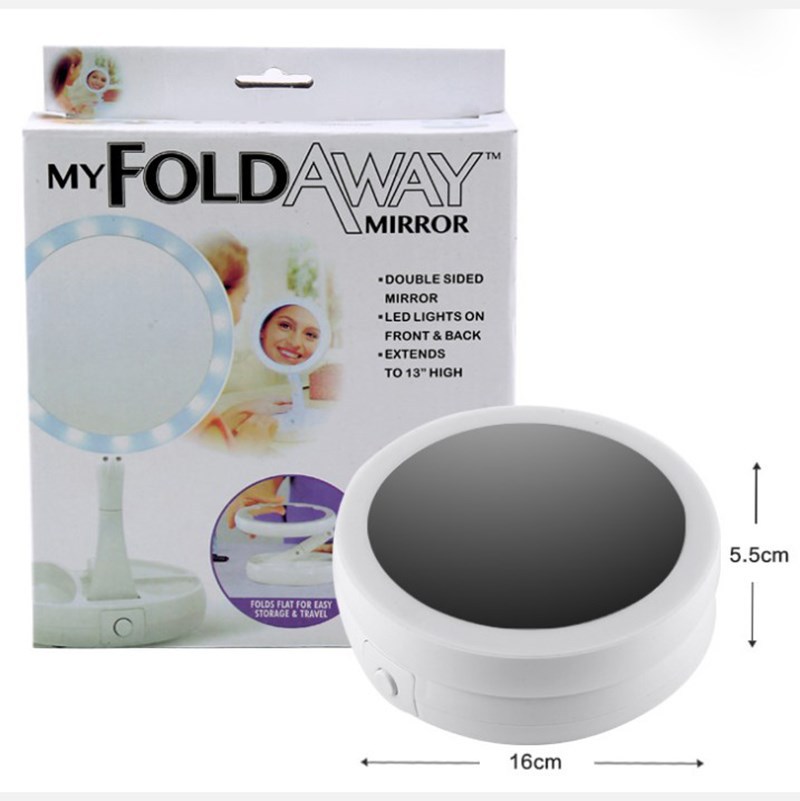 LED creativo de doble cara Espejo de belleza de escritorio plegable inteligente Luz de relleno portátil espejo de mano con luz espejo de maquillaje