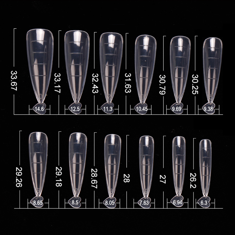 Nueva extensión de uñas pegamento de uñas pieza de uñas de almendra rápida fototerapia extensión de cristal pieza de uñas con escala sin soporte de papel molde de uñas