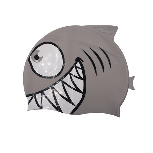 Manufacturer wholesale pure silicone ear protection swimming cap, new cartoon swimming cap, children's fish-shaped silicone swimming cap transfer cap