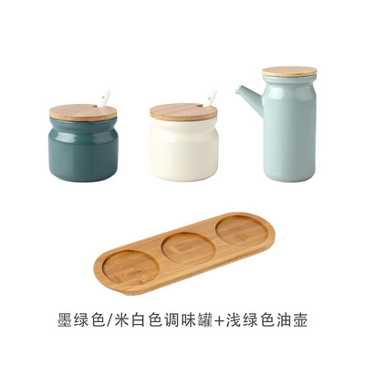 Creativo nórdico cocina condimento tarro hogar cerámica condimento caja traje de almacenamiento de cerámica aceite botella condimento tarro traje