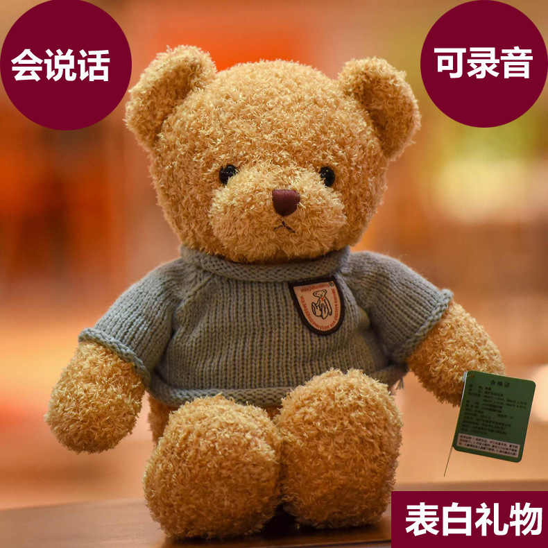 Recording Teddy Bear Plush Toy Talking Doll Rag Doll Cute Hug Bear Doll Girls New Year Gift
