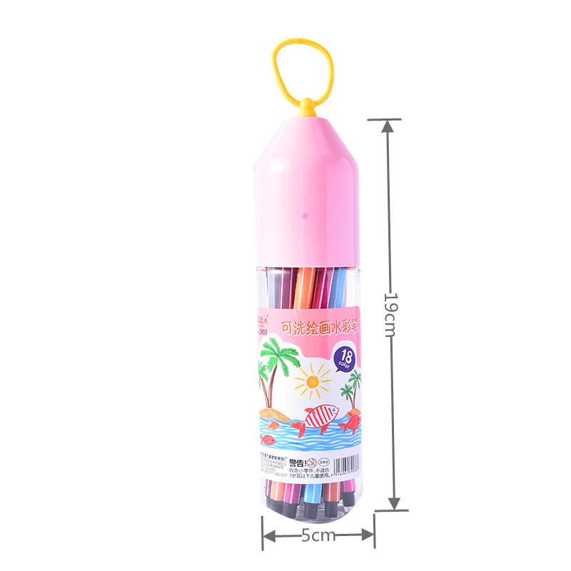 Suministro directo de fábrica traje de pluma de acuarela para niños 12 barril de color cepillo lavable kindergarten pluma de color al por mayor