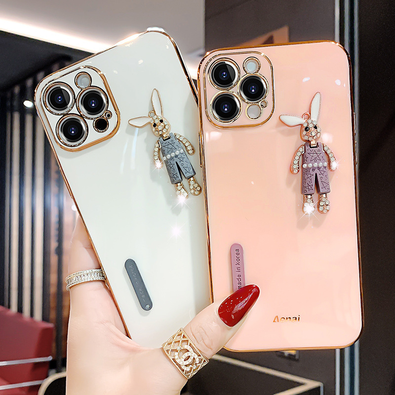 For Apple 16 Phone Case iPhone15promax Soft Silicone Case 13Pro Protective Case 12 Carto Rabbit 14