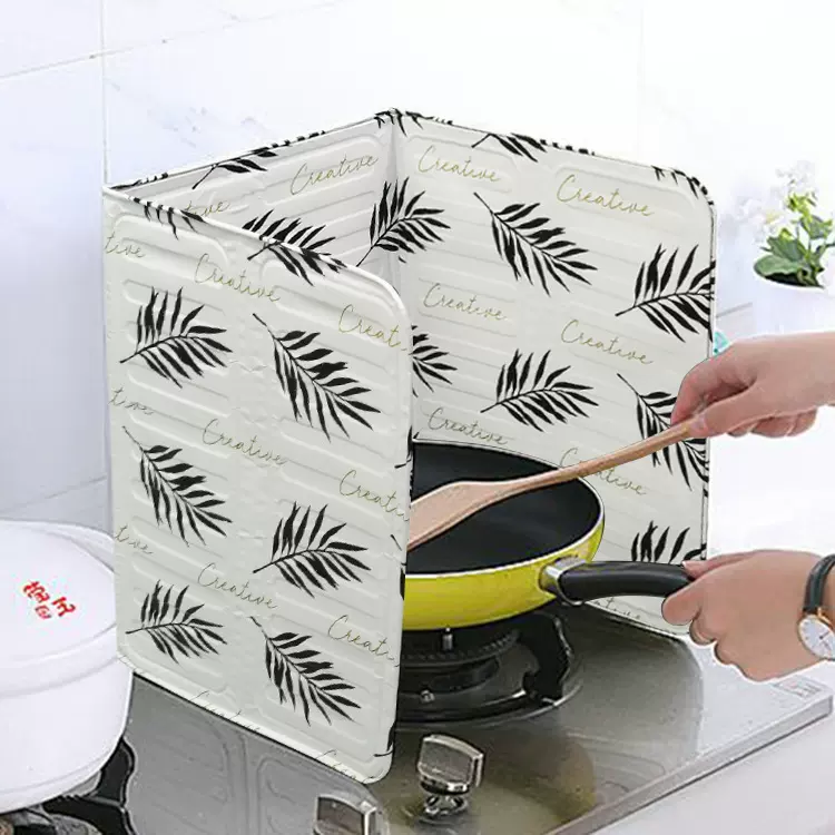 煤气灶台挡油板印花铝箔耐高温隔油隔热板厨房煤气灶炒菜防油挡板