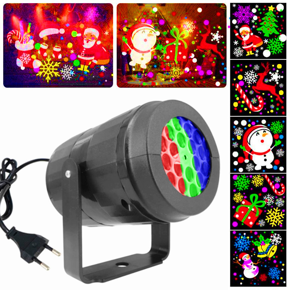 LED lámpara de Año Nuevo Fortuna 16 patrón de Navidad Lámpara decorativa colorida giratoria ambiente de vacaciones copo de nieve lámpara de proyección luz de noche