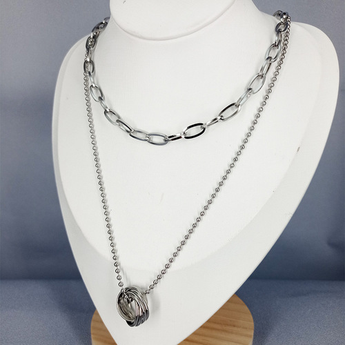 European and American style double-layered choker sweater chain personalized internet celebrity long ring pendant ins trendy clavicle necklace for women