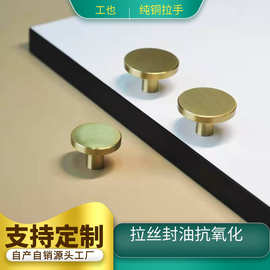 黄铜拉手纯铜拉手圆形拉手平头拉手门把手家具拉手金色拉手