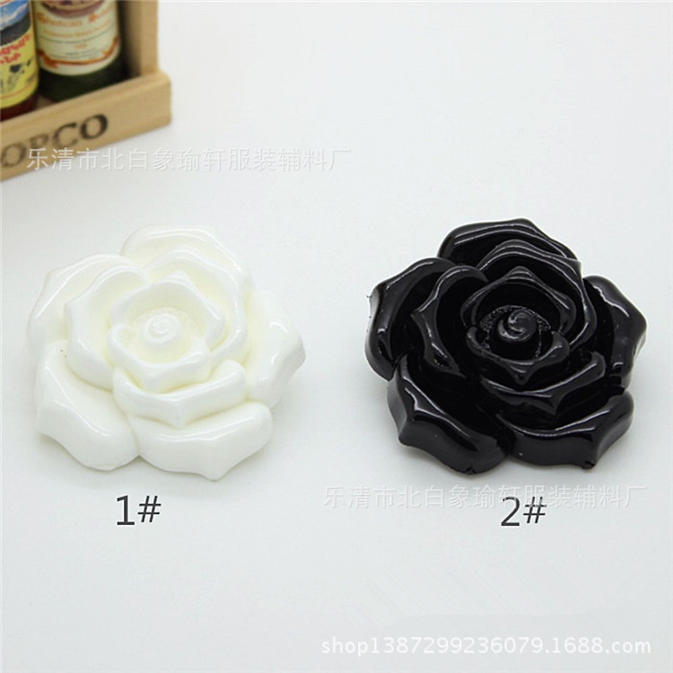 Black and White Rose Flower Fashion Women's Coat Shirt Coat Button Plastic Flower Button Acrylic Button Black and White Rose Flower Fashion Women's Coat Shirt Coat Button Plastic Flower Button Acrylic Button