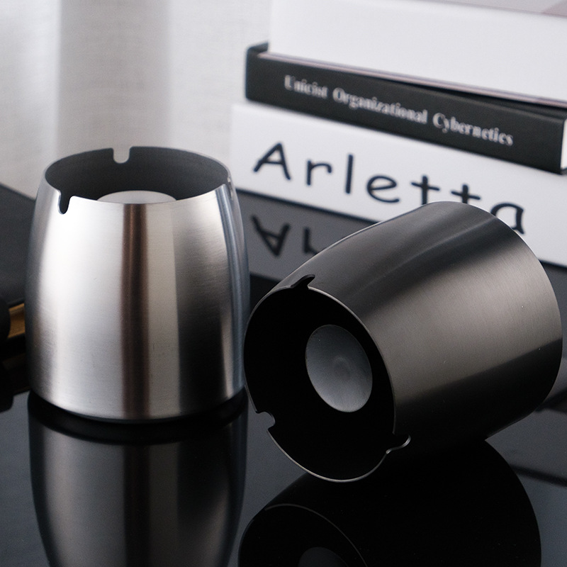 (2개) 스테인레스 스틸 재떨이 담배 클립 호텔 인터넷 카페 기둥이있는 두꺼운 테이퍼 재떨이를 가진 창조적 인 가정용 재떨이 도매