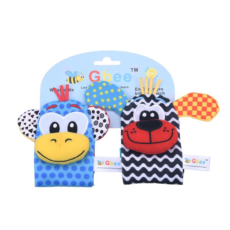 Sonajero de Peluche de León 2025Gbee, Juego de Calcetines con Sonajero de Animales, Juguete Educativo para Bebés