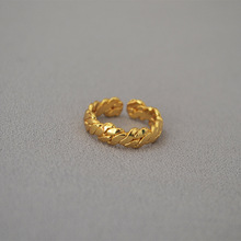 韩版小众时尚设计手工编织黄铜镀金开口简约戒指食指戒女气质显白