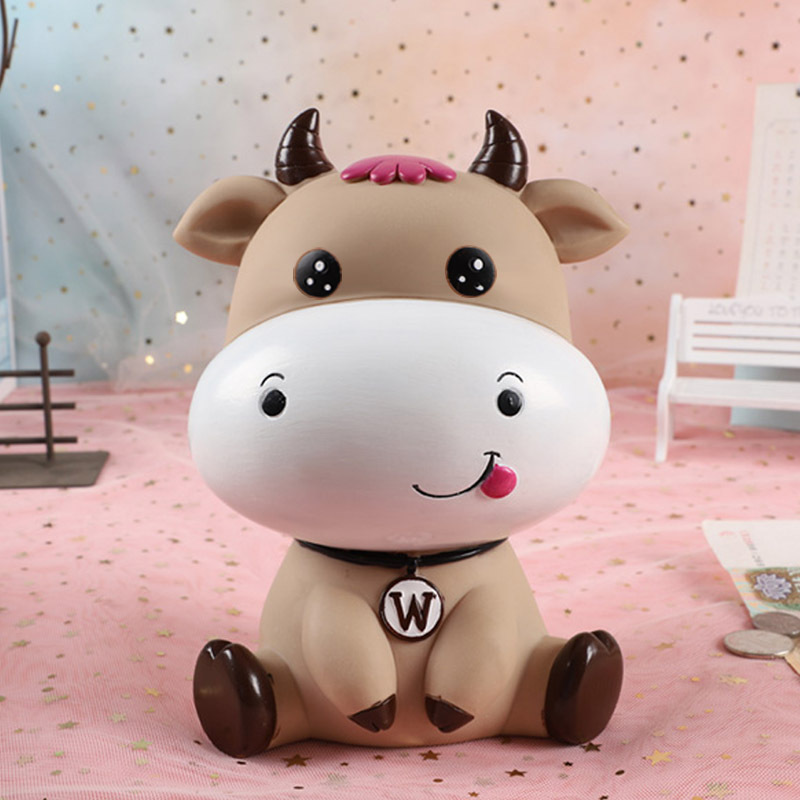 Hucha en forma de vaca, grande y adorable, para niños