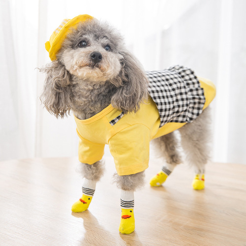 Pet Socks High-Quality Non-Slip Puppy Socks Dog Foot Covers Teddy Dog Poodle Cotton Socks Supplies 4 Pack