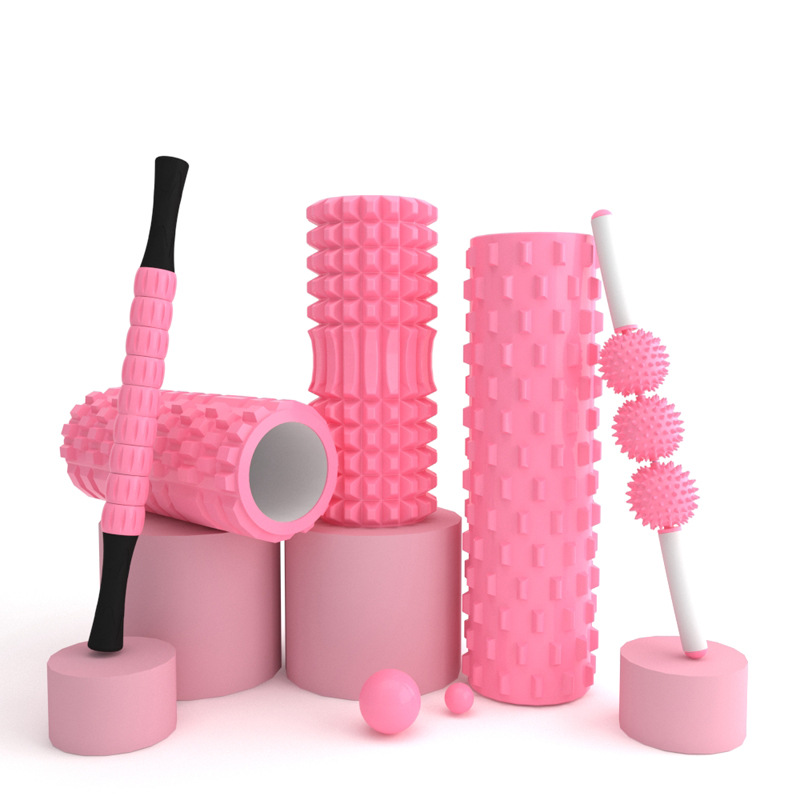 Yoga columna de masaje palo relajación muscular Rodillo de rodillo de la pantorrilla delgada Lobo diente palo Bola de espina eje de espuma de una sola pieza de entrega