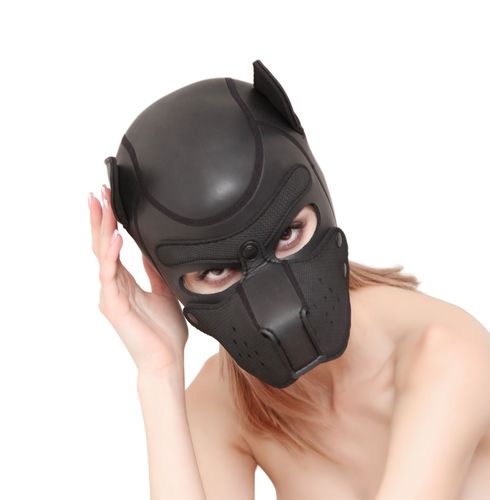 Sex toy sponge black dog hood for women with exposed eyes to dress up k9 performance props hood waterproof mask hood