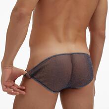 欧美 批发男士内裤夜场欧美透视细网纱囊袋低腰三角裤 大码E078