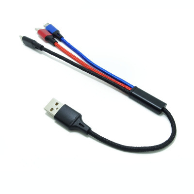 Cable de datos de uno a tres línea corta 30cm tres en uno teléfono móvil cable de carga rápida cable de datos de línea corta