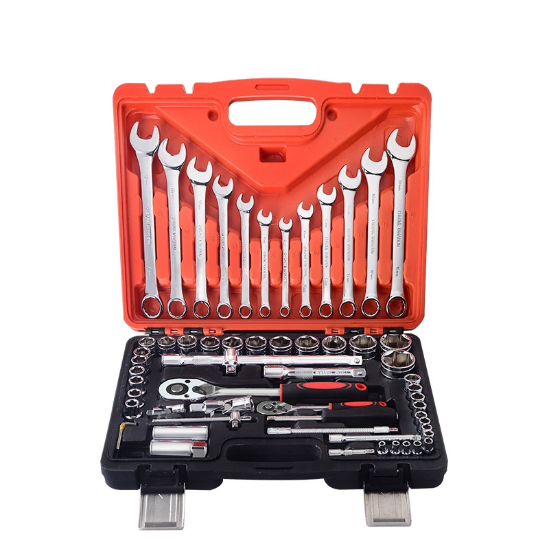 Tool Set — Multi‑Piece Socket & Ratchet Kit, chrome finish, 37–216 pcs options