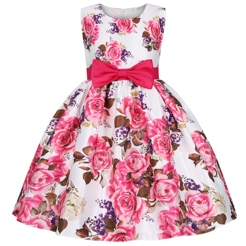 2024 New Cross-border Girls' Dress Print Princess Dress for Young Children, Formal Dress for Children, June 1st Performance Children's Dress, Ins Style
