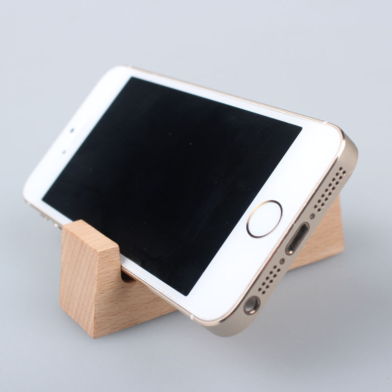 Titular de teléfono móvil creativo de madera de paisaje Haya registro perezoso titular de teléfono móvil de madera maciza marco de madera titular base de fábrica