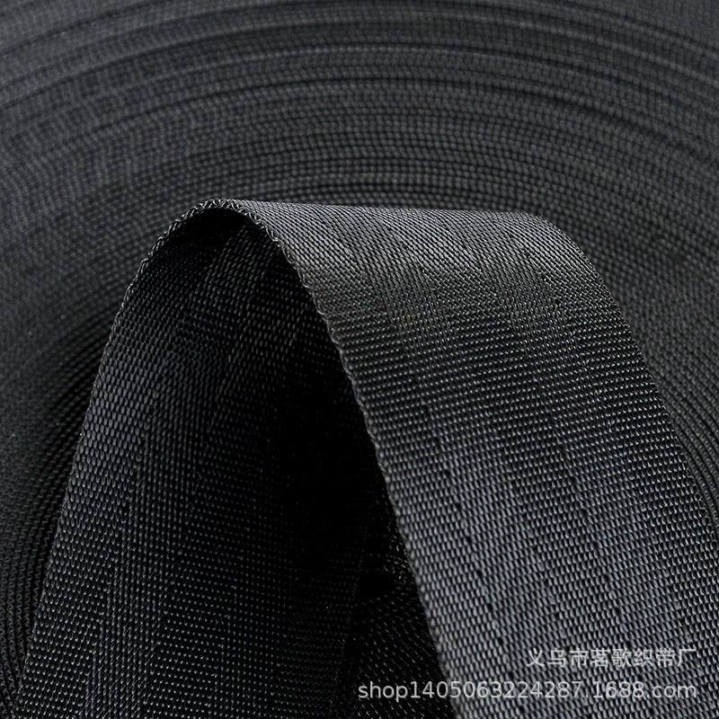 Черная имитация нейлоновой автомобильной стропы (тесьмы) 2-5 см, пятислойное диагональное плетение, поставка от производителя, в наличии, высокопрочный полиэстер