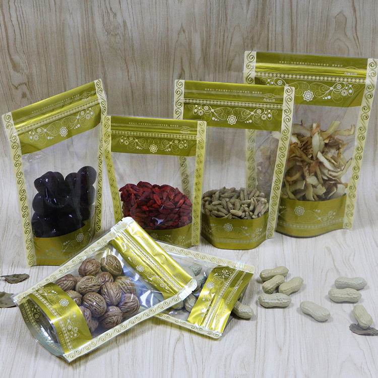 Thickened Nut Snack Specialty Self-Sealing Bag Food Packaging Bags Lace Composite Stand-Up Pouch Dried Fruit Packing Bags