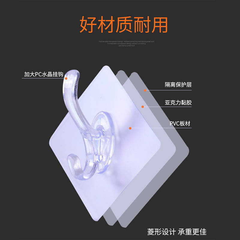 强力无痕衣帽钩粘贴墙壁挂衣架免打孔钩子厨房粘钩壁挂式门后挂钩