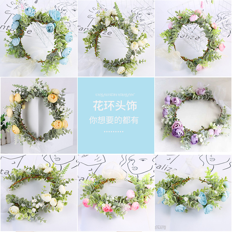 Mori tocado nupcial guirnalda de flores tocado playa vacaciones guirnalda diadema accesorios para el cabello de Europa y América