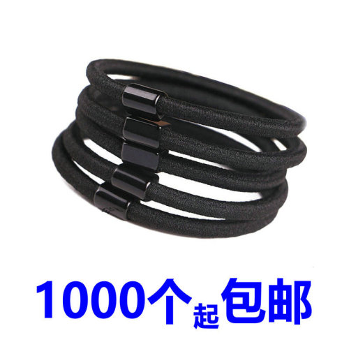 2 Yuan Store Hot Selling Square Black Rubber Band Hair Tie Wholesaler High Elasticity Hair Band Hair Accessory Hair Ribbon