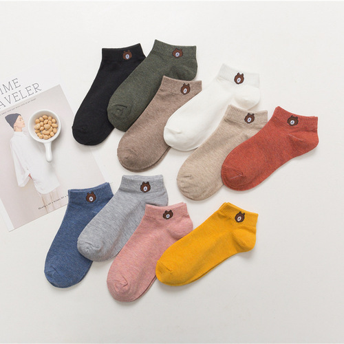 Bear Head Ship Socks Korean Style Low Mouth Invisible Socks Wholesale Factory Direct Supply Wholesale