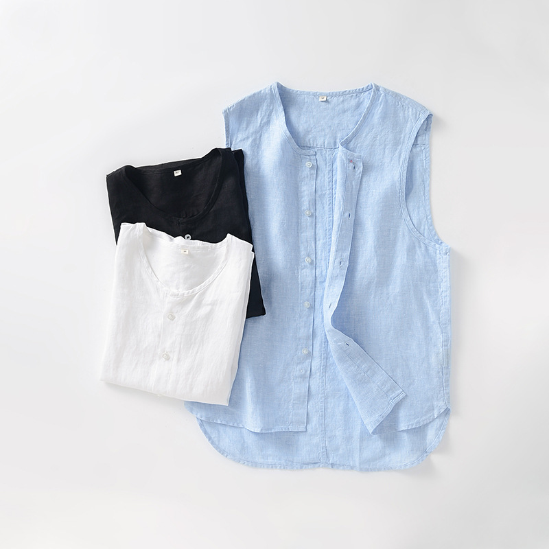 Linen Men's Wear Round Neck Fashion Vest Casual Linen Vest 036