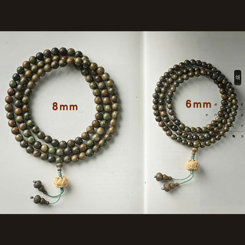 Pulsera de sándalo verde sándalo 108 cuentas pulsera boj Lotus hombres y mujeres pareja multi-Circle collar rosario