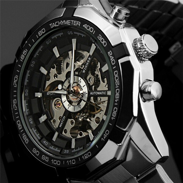 Productos genuinos Ganador/340 reloj mecánico Comercio exterior Cinturón de acero Reloj mecánico de los hombres reloj de los hombres de negocios de moda casual