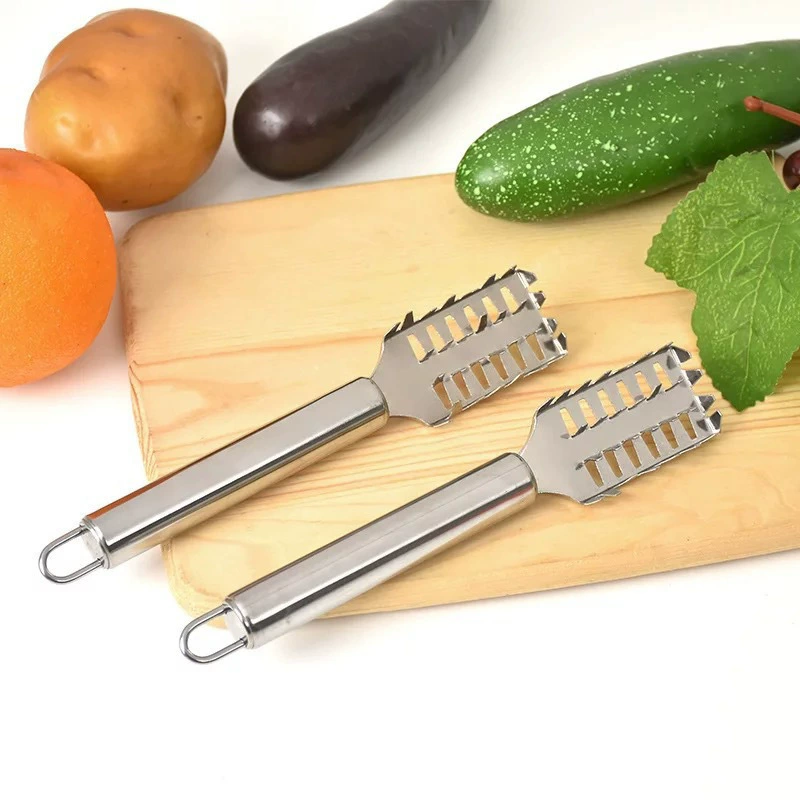 Wholesale creative stainless steel fish scale planer multi-purpose fish scraper kitchen gadgets scale knife multi-purpose scale remover