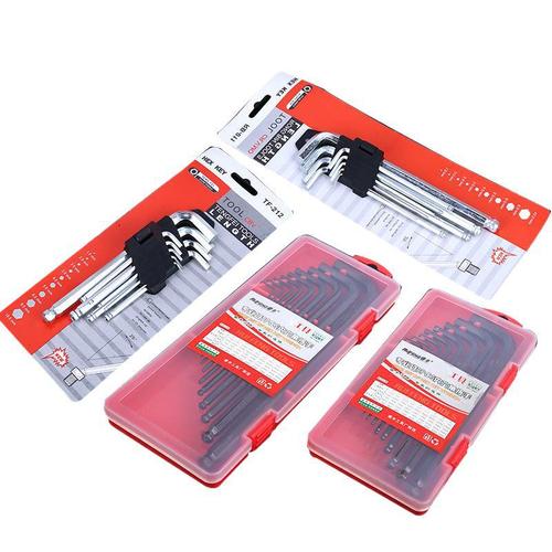 Combination inner hexagon card short flat medium length extended box ball hair black 9-piece set inner hexagonal wrench screwdriver