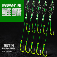 Float fishing carp and crucian carp fishing rod big head white flower carp hook explosion line spring double hook line set fishing gear 