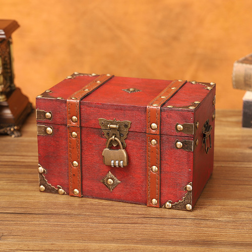 Factory sales wholesale retro storage box old-fashioned antique storage box with lock password treasure box prop box wooden box