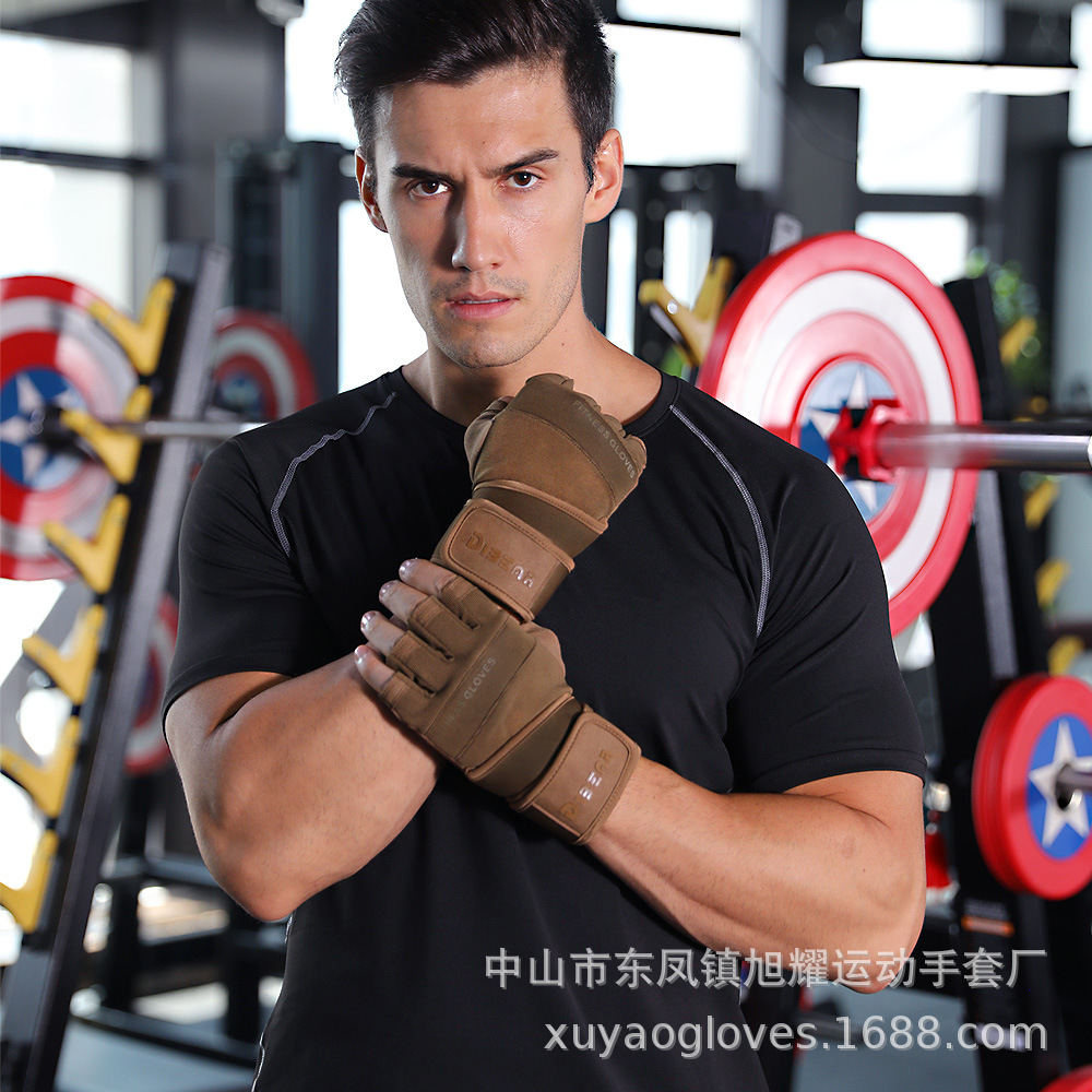 Transfronterizo personalizado DIBEAR verano al por mayor al aire libre fitness deportes pulseras alargadas antideslizantes medio dedo mancuerna guantes