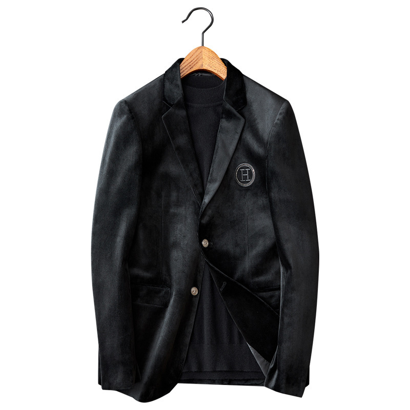 European Station 2024 Spring and Autumn New Suit Men's Slim Korean Style Handsome Gold Velvet Corduroy Casual Suit Jacket