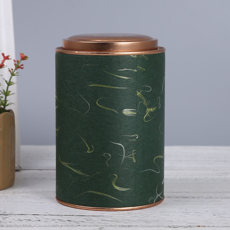 热销彩印马口铁盖通用包装纸罐牛皮纸圆形纸筒食品茶叶纸罐