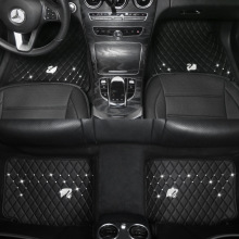 汽车脚垫天鹅镶钻皮革通用汽车地垫防水易清洁男女通用脚垫可水洗
